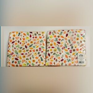 New 2 Packages of Casey Krimmel 40 Paper Beverage Napkins Fall Leaves 80 Napkins